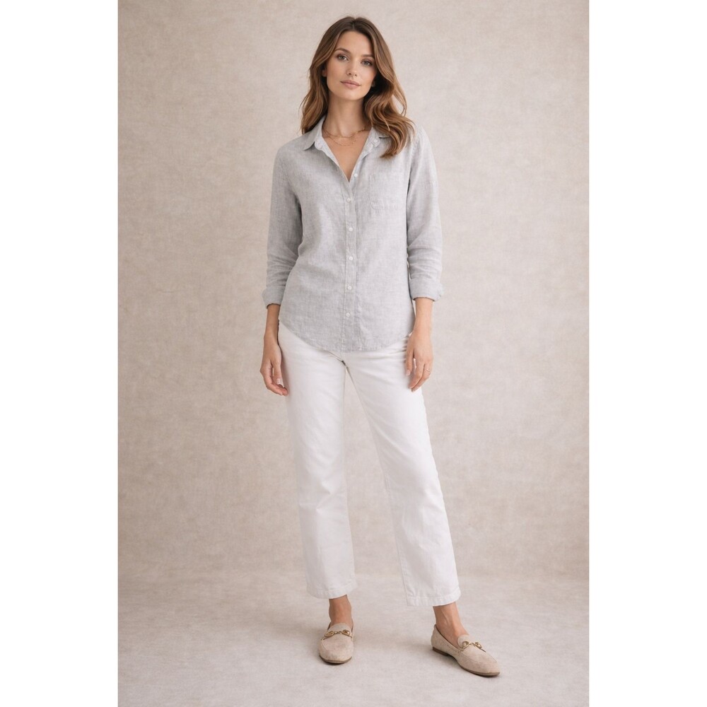 GRAYSON The Hero 100% Cotton Gray Button Shirt Long Sleeve Women's 03 MEDIUM